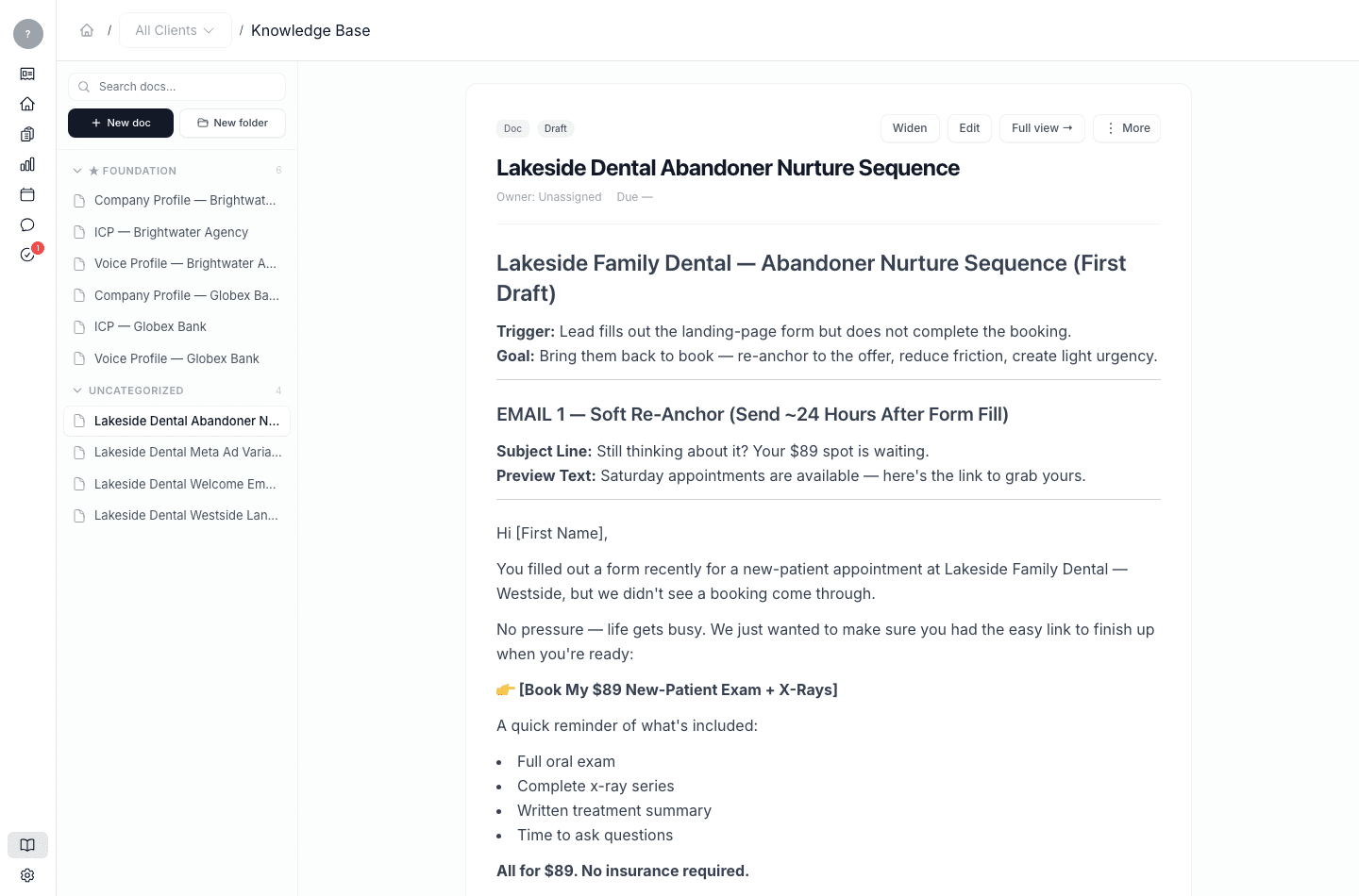 The Knowledge Base — foundation documents and the work produced from meetings