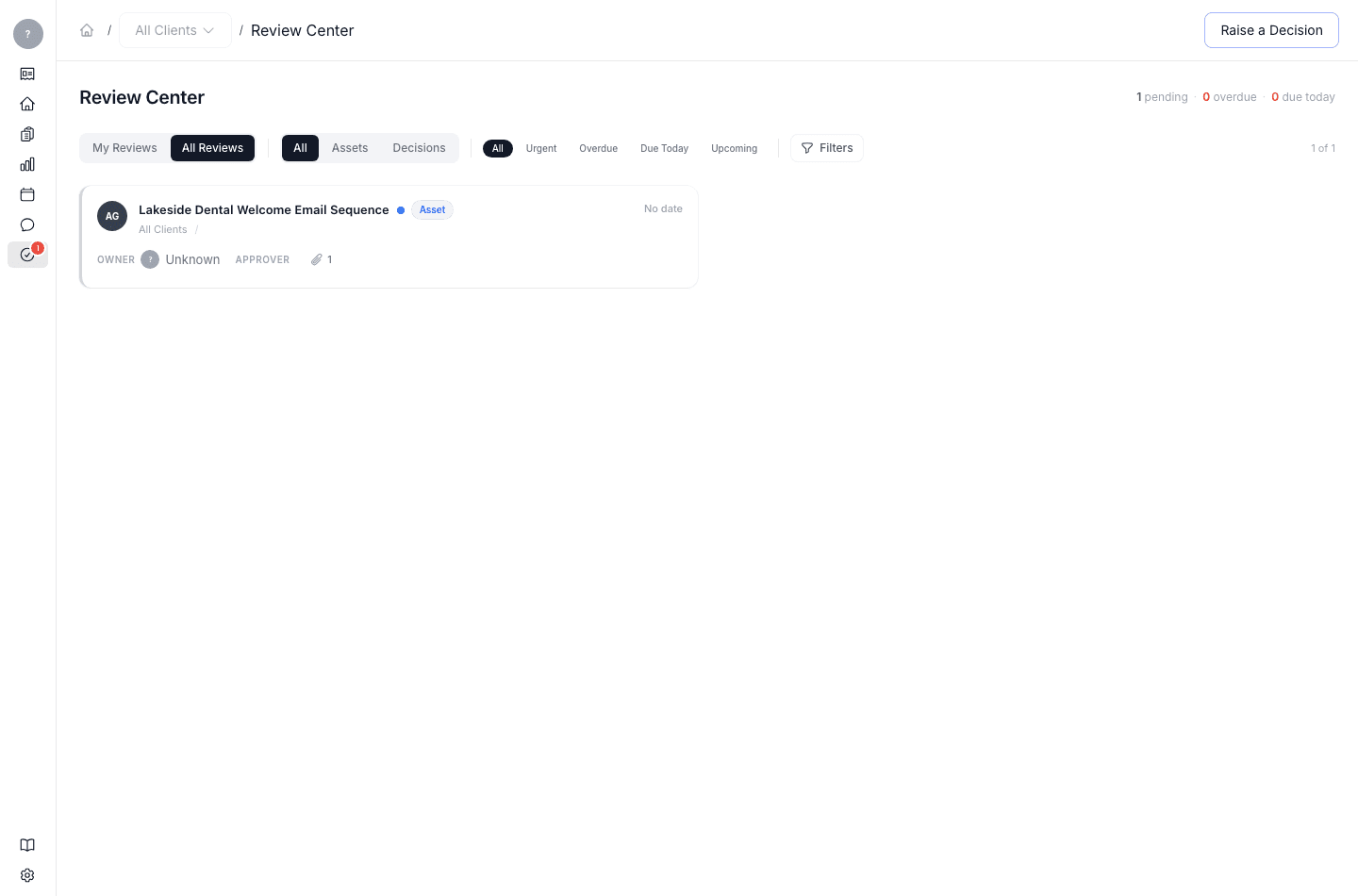The Review Center — everything waiting on your decision