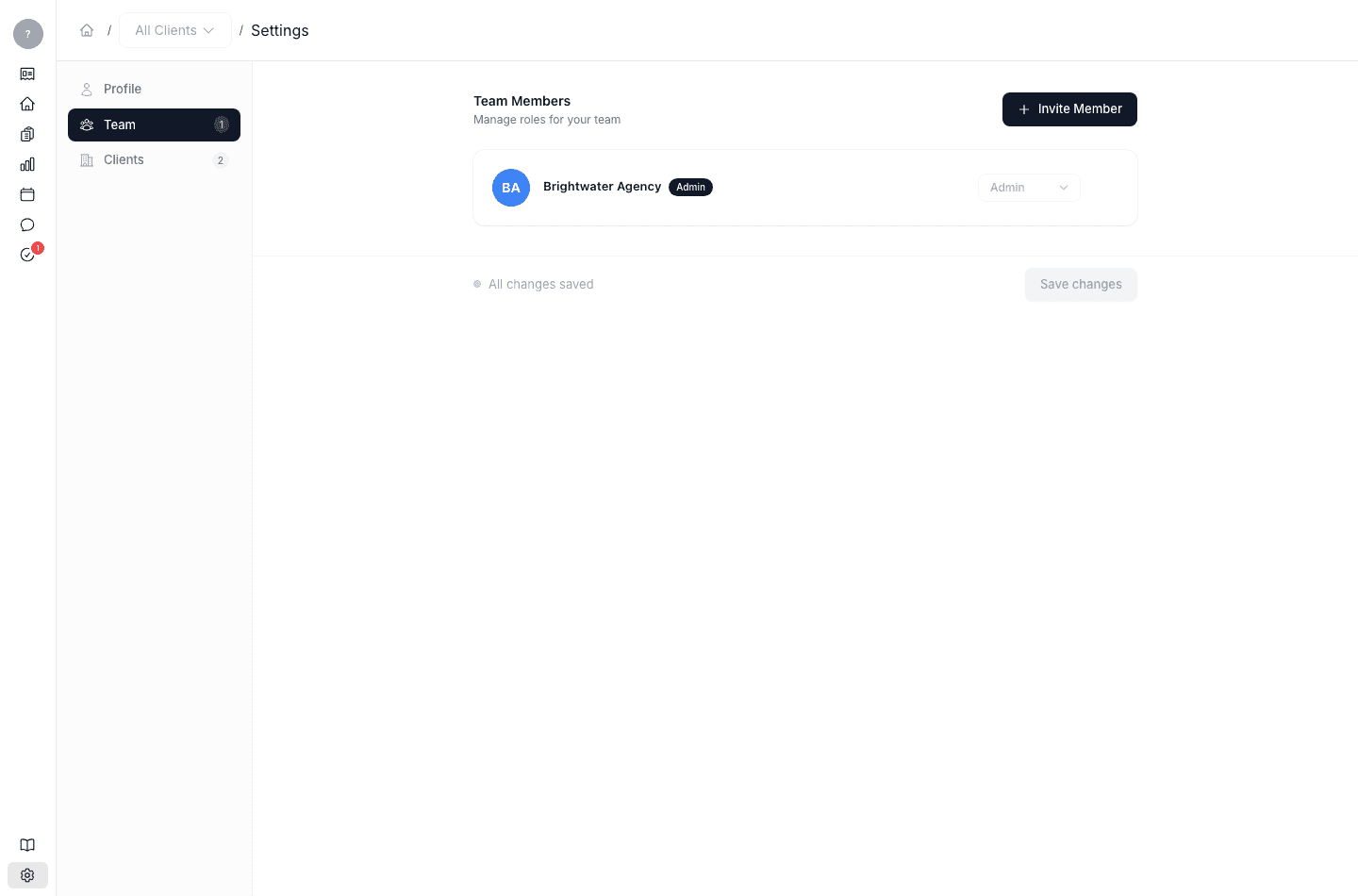 Settings — your profile, your team, and your clients